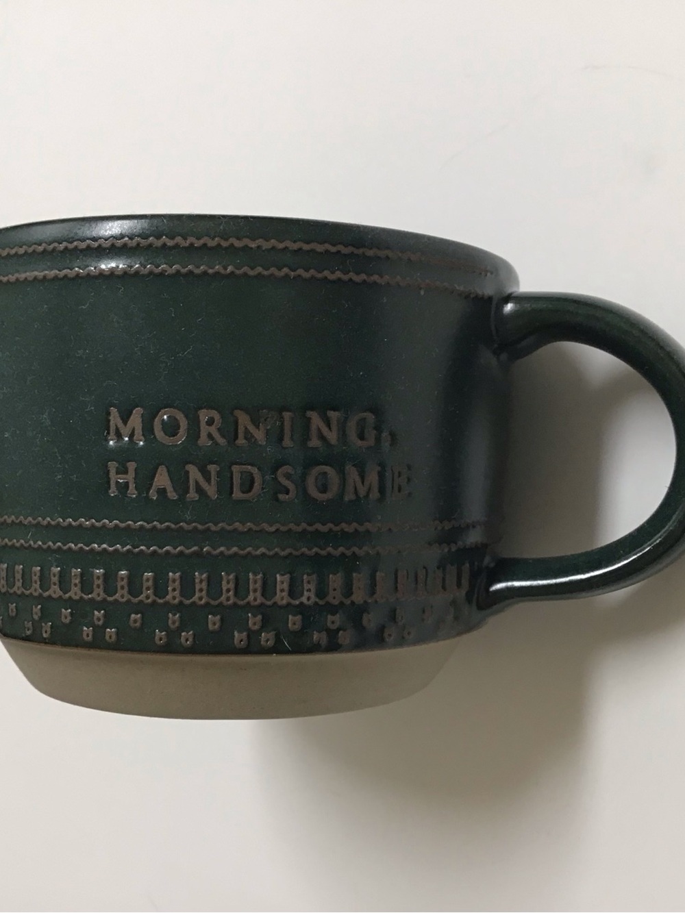Hearth & Hand Coffee Mug Magnolia Morning, Handsome Green Stoneware Rustic NEW